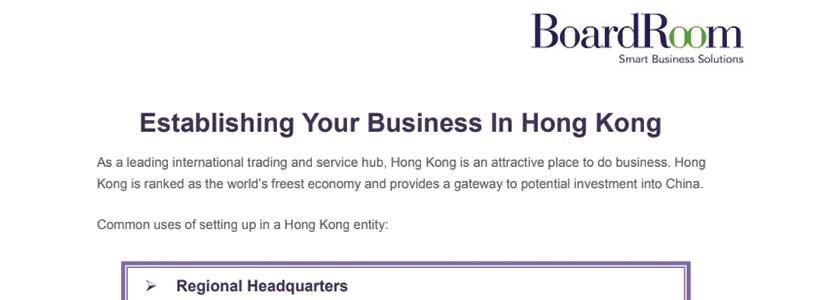Establishing Your Business in Hong Kong