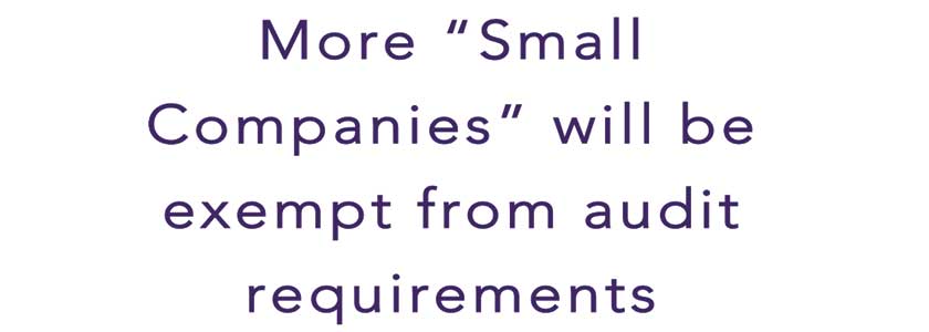 More "Small Companies" will be exempt from audit requirements